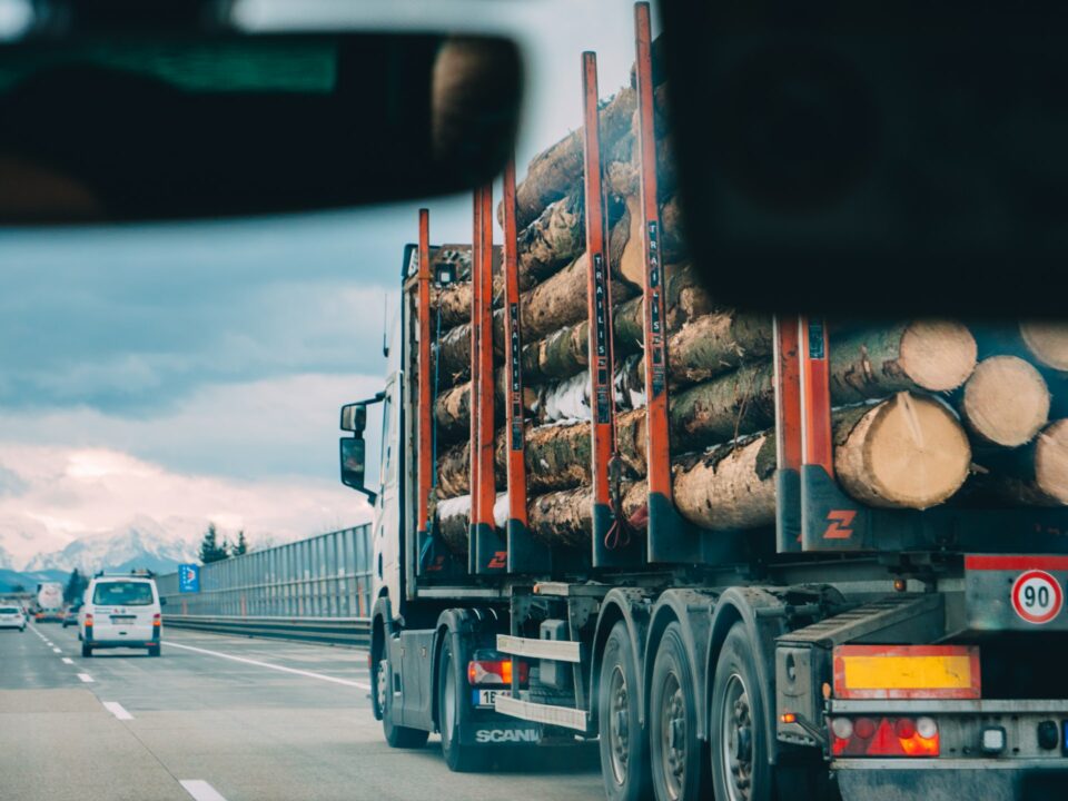 truck transporting logs