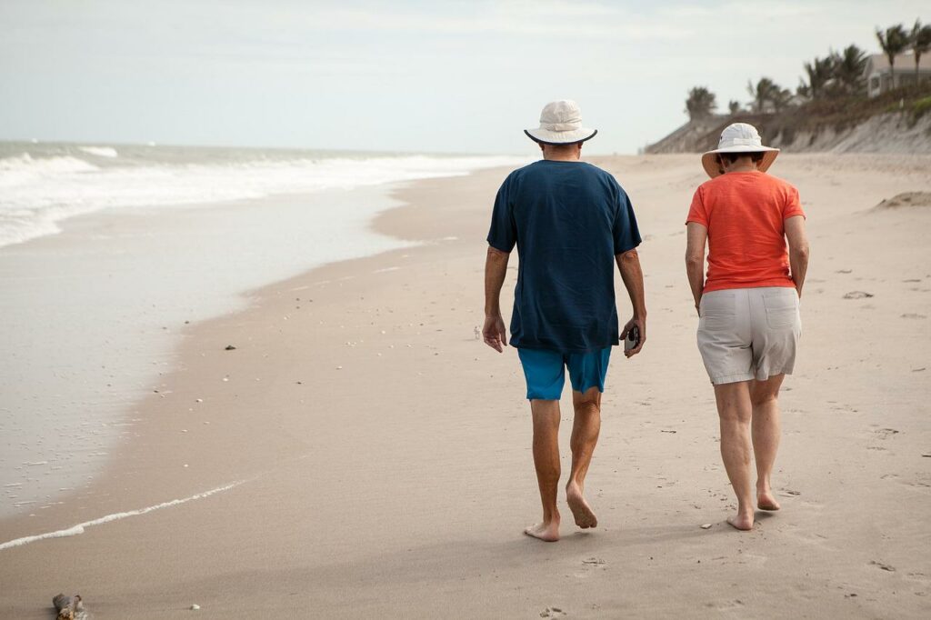 old couple by the beach